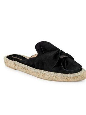 Saks Fifth Avenue Black Suede Bow Espadrille Mules